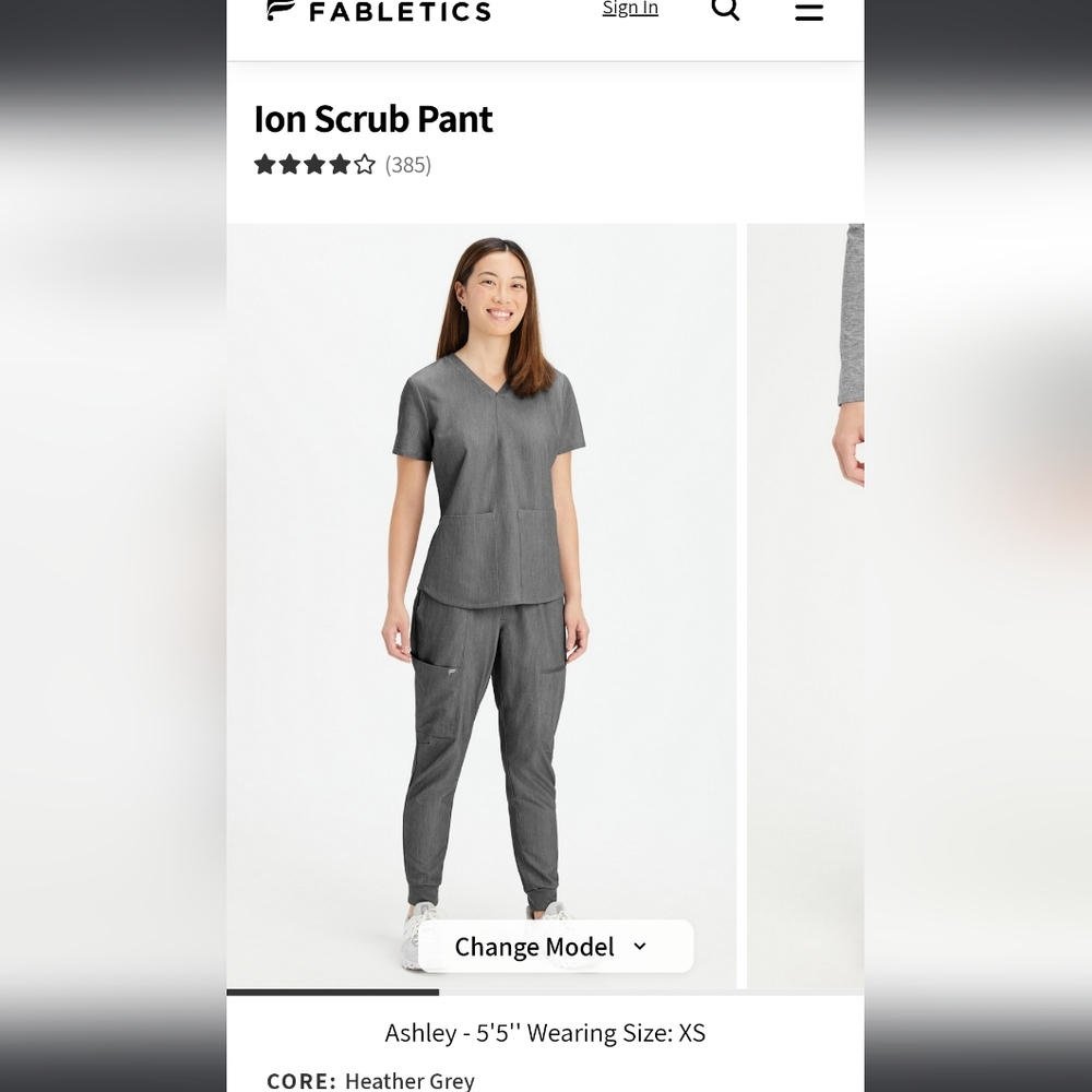 Fabletics Ion 3 pocket scrub pants Heather gray xs short